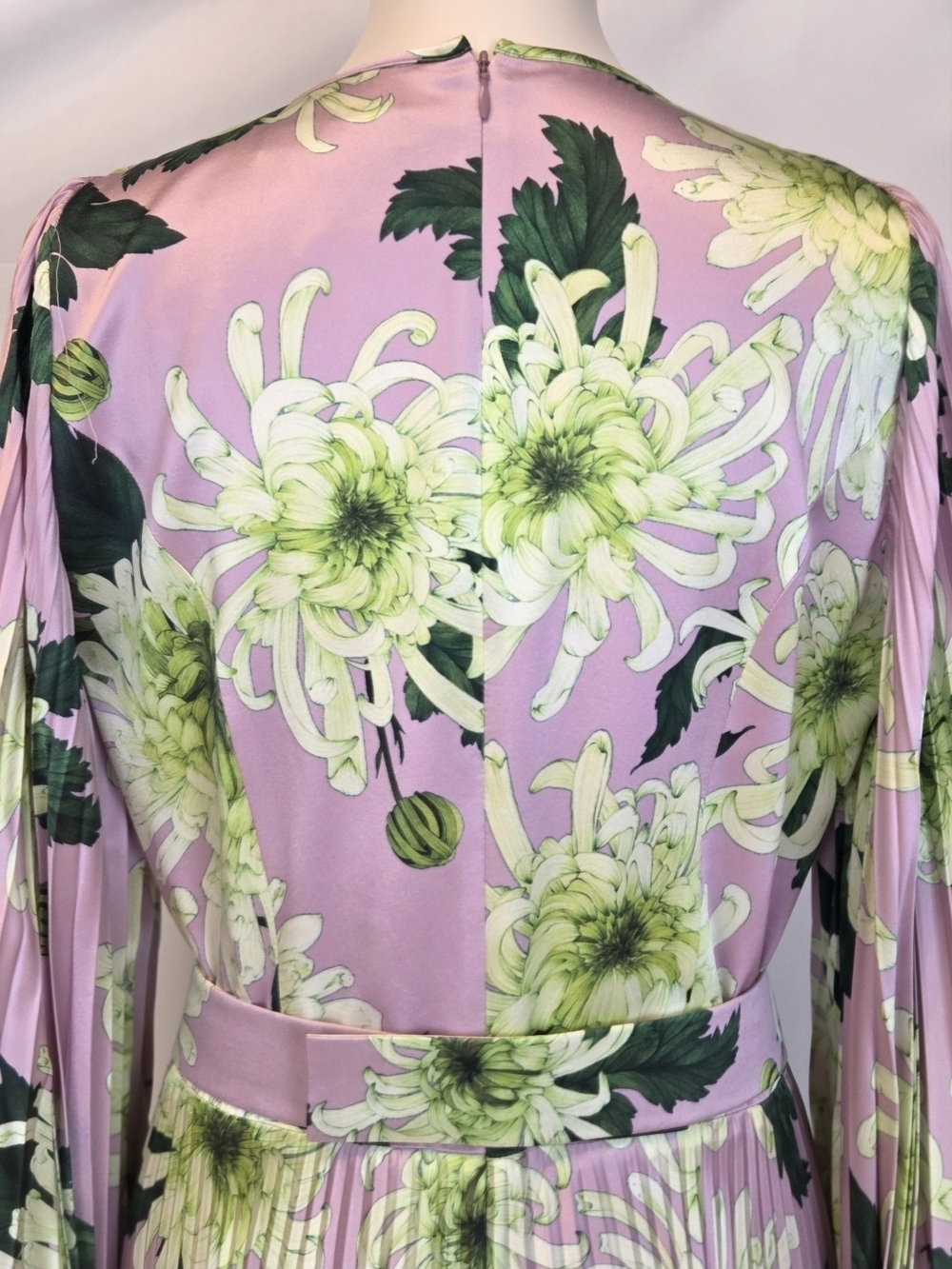 Andrew Gn Silk Floral Pleated Gown Embellished Belt Maxi Dress Luxury Designer - Picture 15 of 16